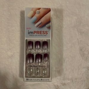 Purple and Silver imPress nails